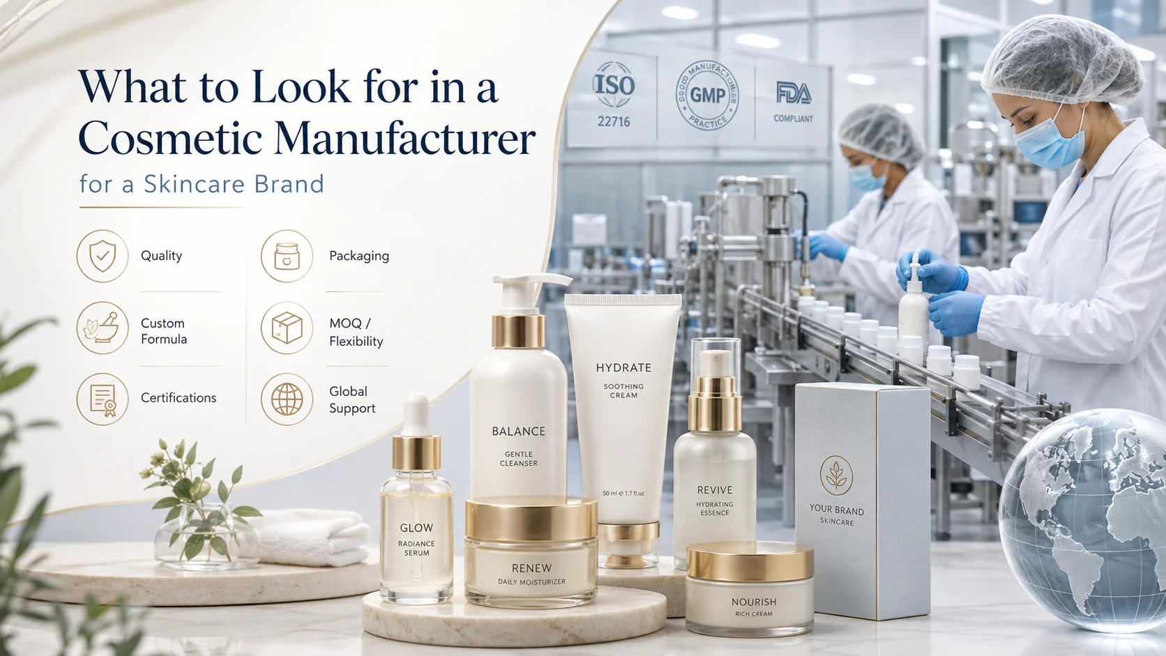 O que procurar em um fabricante de cosméticos para uma marca de cuidados com a pele